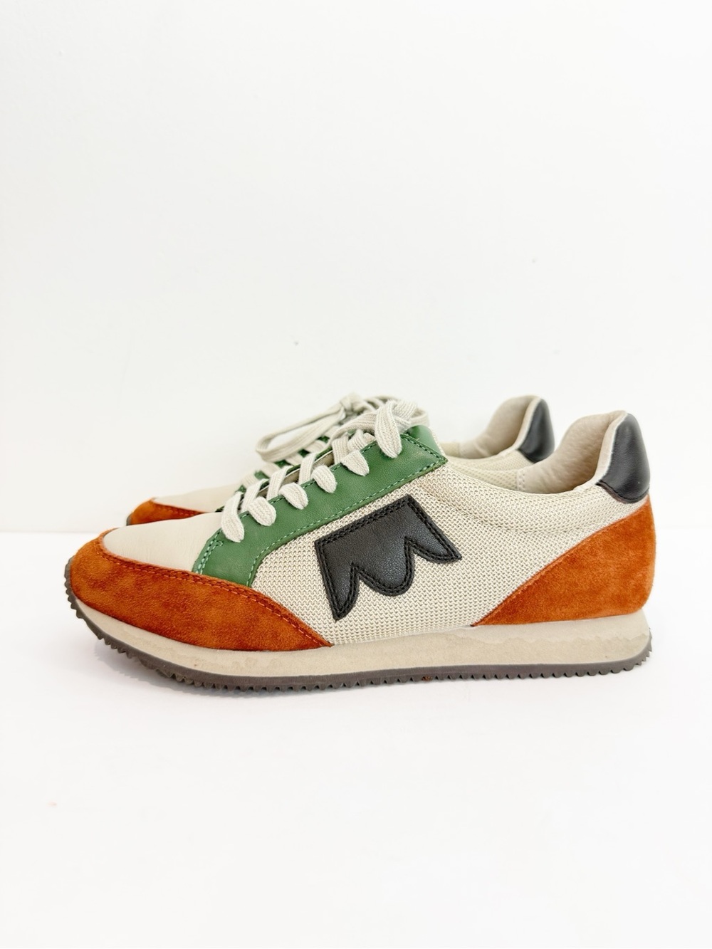 Birdies The Roadrunner Ivy Multi Mesh Green Burnt Orange Ivory Sneakers Size 7.5